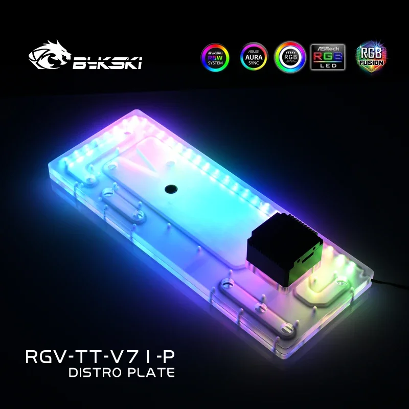 Placa de distribución de placa acrílica BYKSKI para ThermalTake/Tt V71 para CPU GPU Block/en lugar del depósito RGV-TT-V71-P