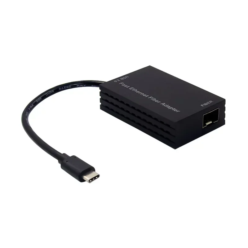 Adaptador de fibra Ethernet rápido USB 2,0, Chip convertidor AX88772C TYPE-C a puerto SFP LC/SC, red de 100Mbps para ordenadores de sobremesa y portátiles