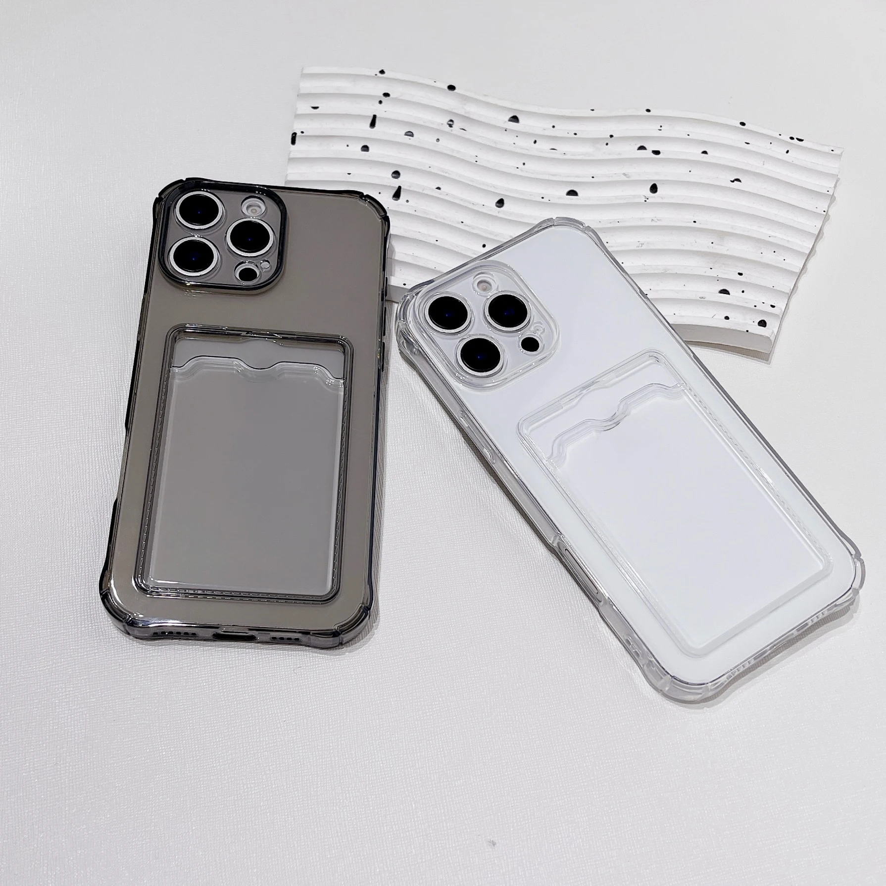 Para iPhone 17 16 15 14 13 12 11 Pro Xs Max Air 16e XR 7 8 6 6s Plus SE 2020 2022 funda protectora transparente con ranura para tarjeta de identificación ATM - imagen 2