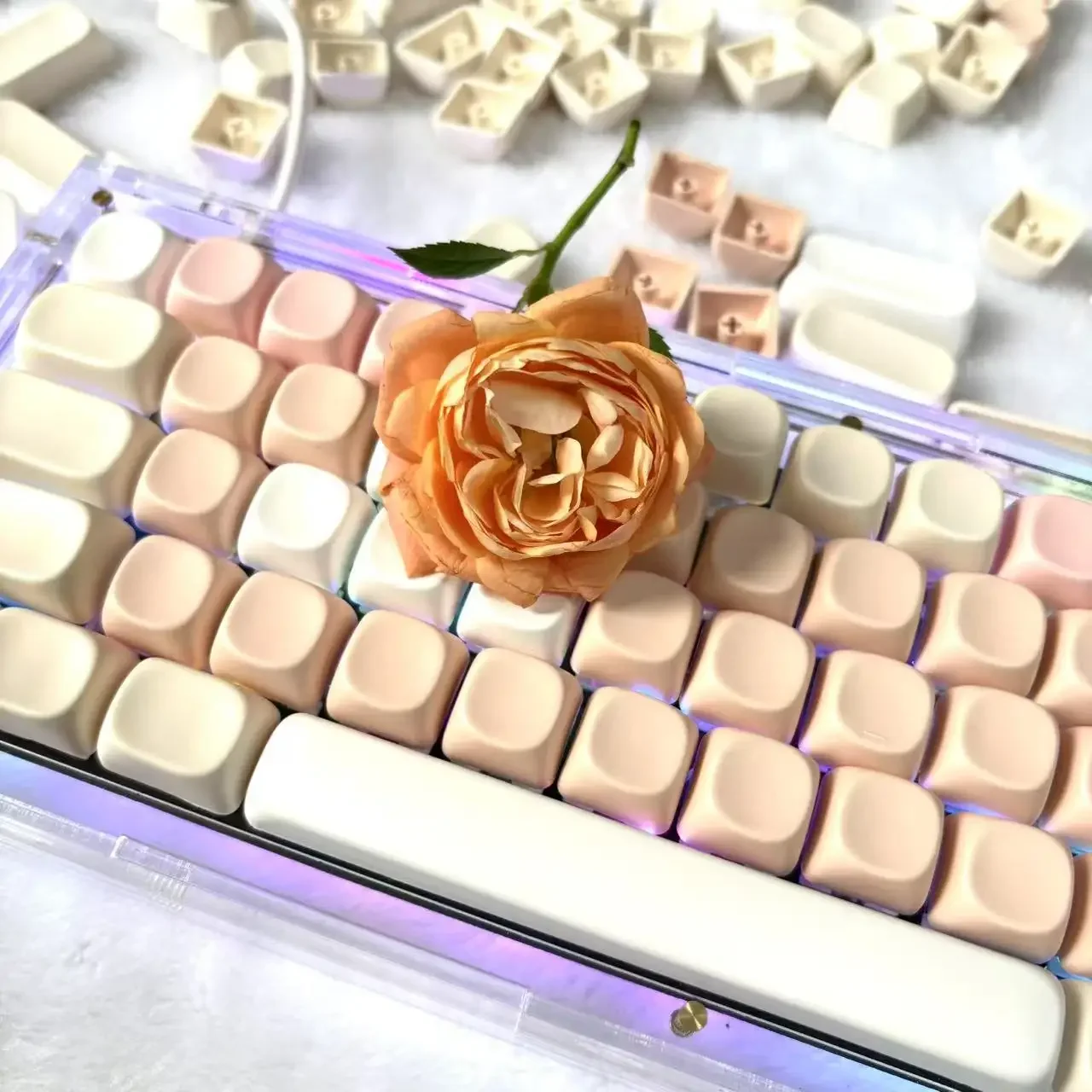 Teclas en blanco, juego de teclas de perfil MOA DIY, teclas personalizadas de sublimación de tinte PBT para teclado mecánico MX 61/68/84/87/104/108 - imagen 3