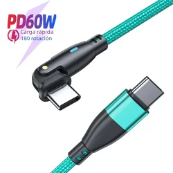 Cable USB-C a Tipo C de Carga Rápida PD Giratorio 180°