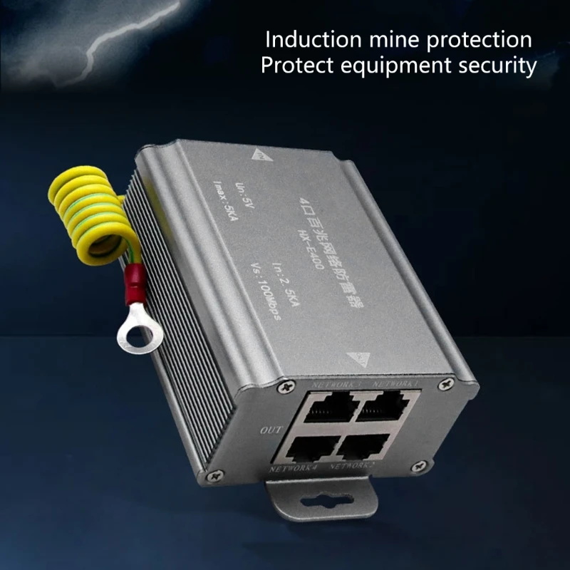 Protectores contra sobretensiones Ethernet Señal POE Protecciones contra sobretensiones Ethernet 4 puertos 100Mbps/1000Mbps para múltiples dispositivos de red - imagen 3