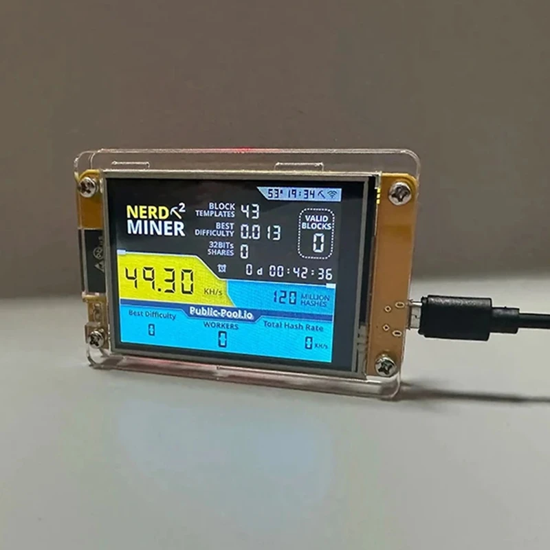 Nueva máquina de minería individual Nerdminer V3 de 2,8 pulgadas BTC Solo Lottery Nerd Miner Crypto Bitcoin Miner - imagen 4