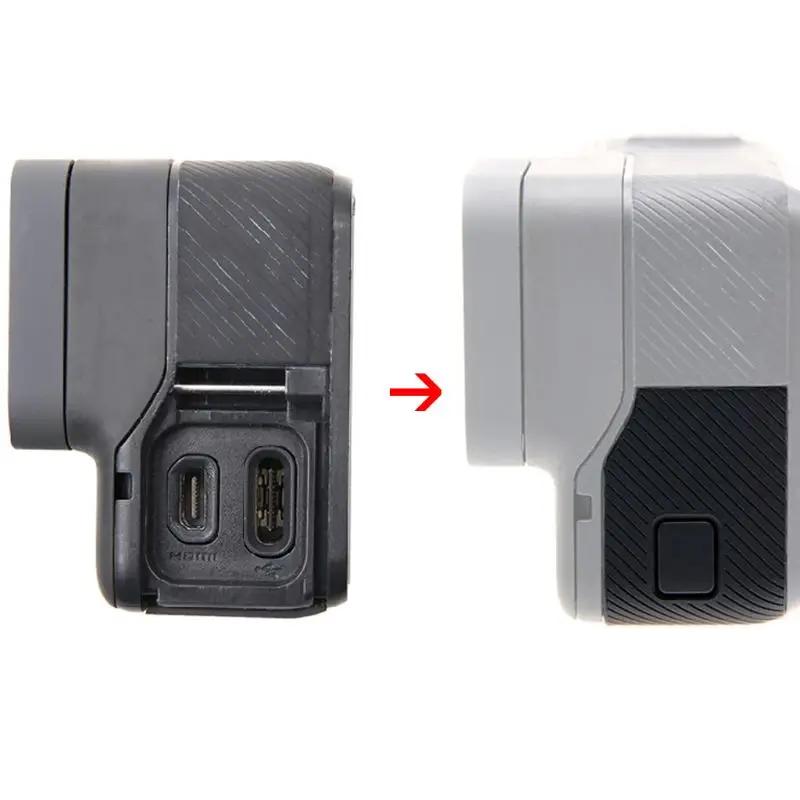 Cubierta lateral de batería de repuesto para GoPro HERO 5/6/7, cubierta de batería negra, adaptador de puerto de carga USB tipo C extraíble, reparación P - imagen 2