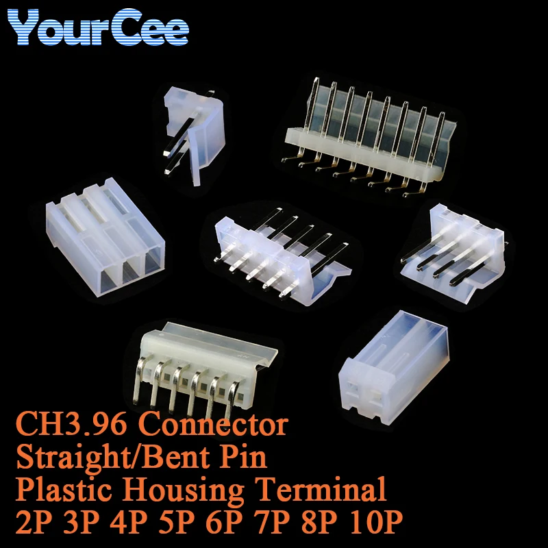 20 piezas conector CH3.96 paso de 3,96mm CH3.96 2/3/4/5/6/7/8/10 pines recto/doblado carcasa de Pin Terminal macho hembra