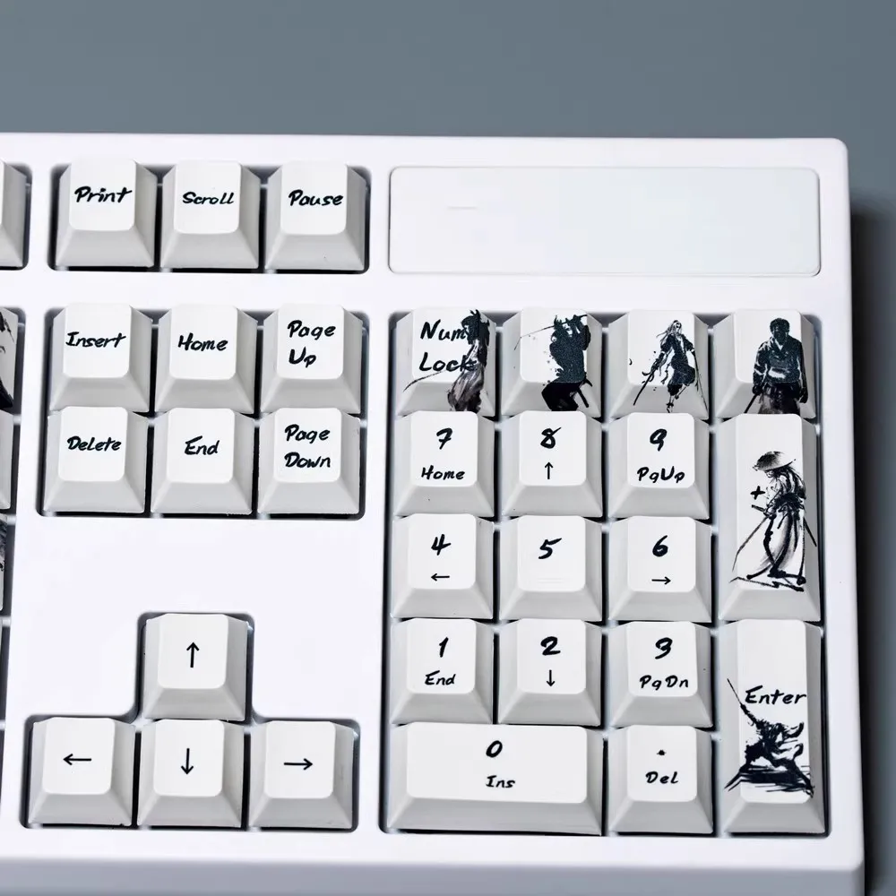 1 Juego de teclas con tema de espadachín PBT, 5 lados, teclas subcama de tinte, teclas de lavado de tinta china para teclado MX Switch, perfil de cereza - imagen 5