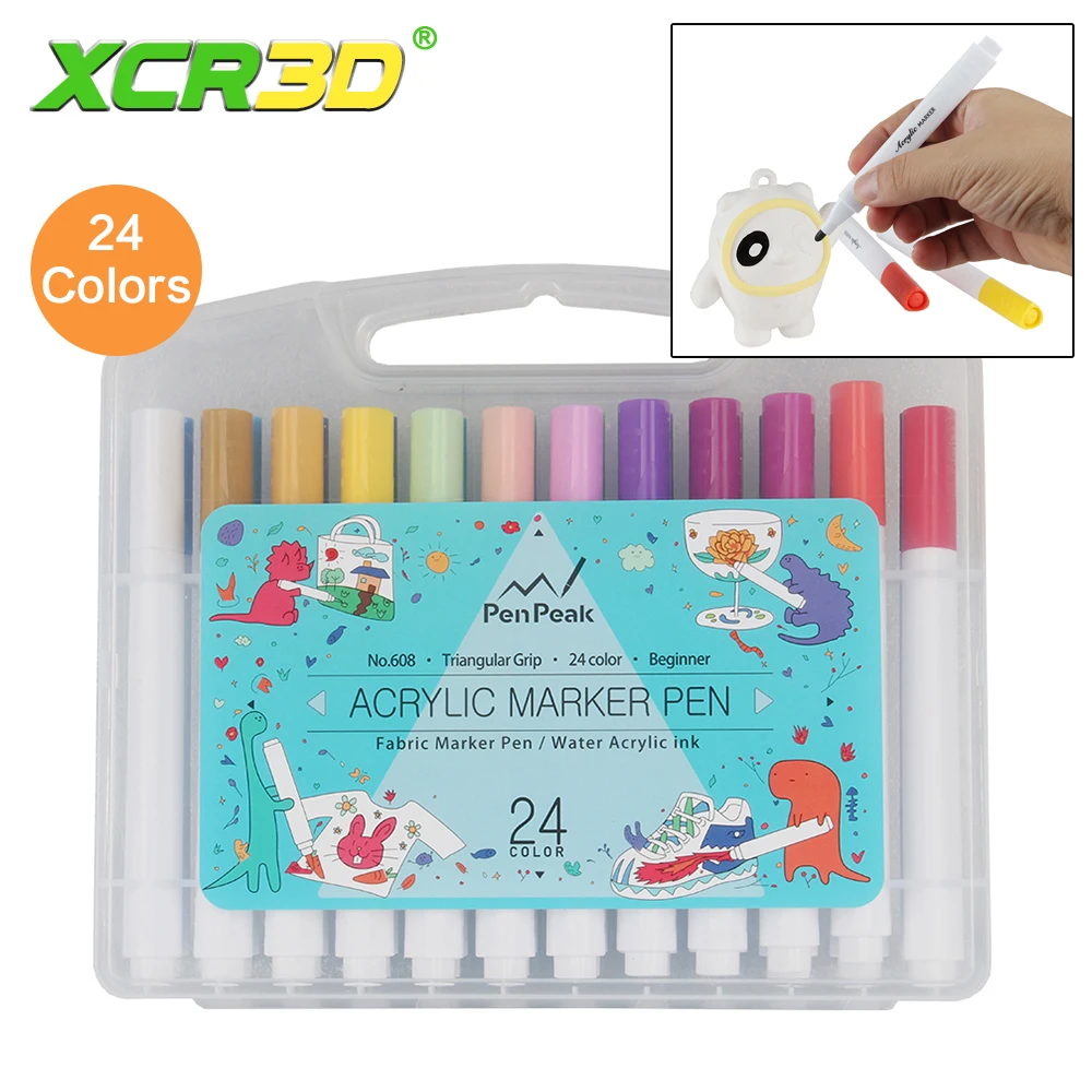24 Colors Acrylic Marker Paint Pens for Rock Painting Water Based Paint Markers for 3D Printer PLA ABS Filament Model Paint Part - imagen 2