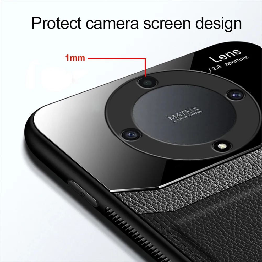 Funda de cuero para Honor Magic 5 Lite, carcasa trasera de plexiglás, Honar Xonor Magic5 Light 5 Lite 5G, funda de Marco suave a prueba de golpes para cámara - imagen 4