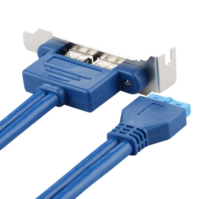 Panel trasero hembra USB 3,0 de 2 puertos a adaptador de Cable conector de cabezal MB de 20 pines con soporte de placa de ranura PCI de 1,5 pies - imagen 4