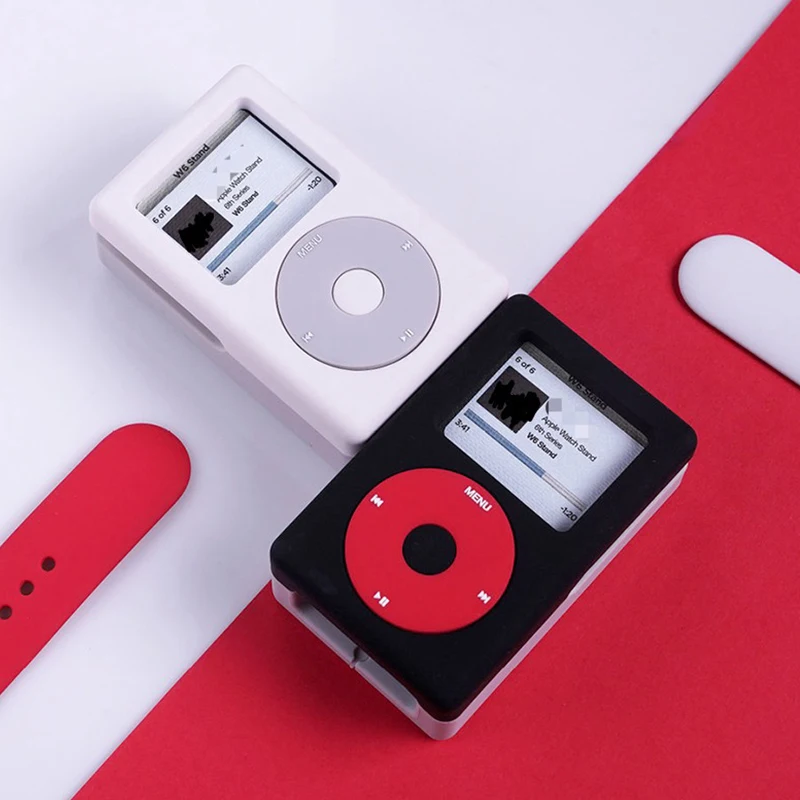 Soporte de cargador para reloj inteligente, Base de carga de escritorio de silicona con patrón de reproductor de MP3 Retro para Apple Watch 8 7 6 5 4 3 2 1 Se - imagen 2