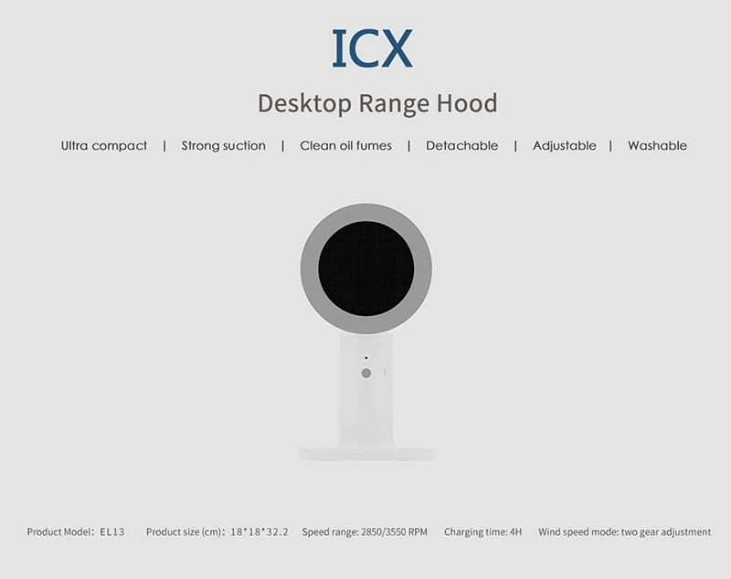 Campana extractora portátil de escritorio, cocina de escape, pequeña y grande succión para fumar, conexión USB, cocina doméstica - imagen 5