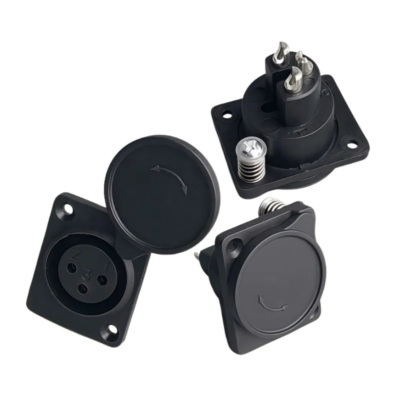 1 Uds XLR 3 pines impermeable hembra chasis Panel montado adaptador de enchufe soldadura para conector de micrófono de alimentación negro - imagen 3