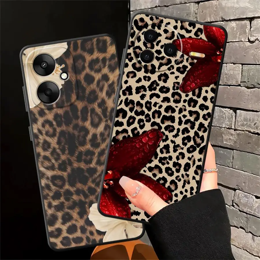 Funda para Xiaomi Redmi K40 K80 Pro 13C A4 9 A3 10 A1 A2 Plus 12C A5 14C funda negra suave para teléfono patrón de estampado de leopardo Premium - imagen 5