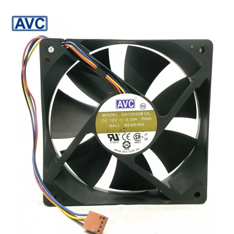 Ventilador de refrigeración para coche AVC DA12025B12L P005, 12V, 0.3A, 120mm, 12025 Pines, PWM