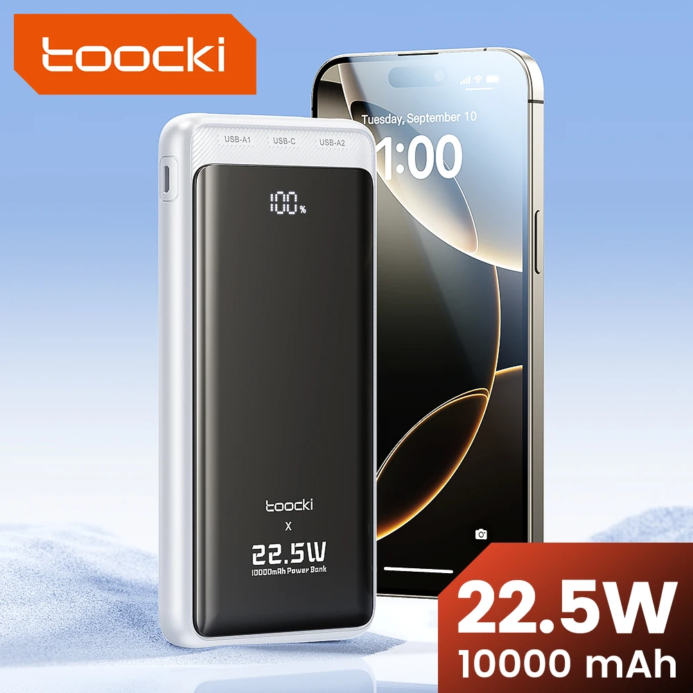 Toocki PB05 Powerbank 10000mAh PD 22,5 W carga rápida para iPhone 16 15 14 Pro Max iPad Smasung Galaxy S24 S23 banco de energía portátil