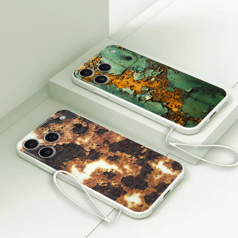 Funda con diseño de óxido Retro para iPhone 16e XR 16 14 15 Plus 7 8 11 12 13 Pro Max XS 17 Air Soft Cover - imagen 5