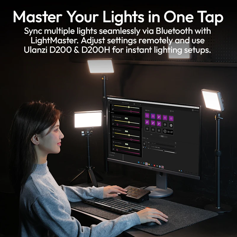 Luz de vídeo Bluetooth magnética para estudio Ulanzi K6500 con carga tipo c, traje de luz suave bicolor, Control en vivo Ulanzi D200 - imagen 3