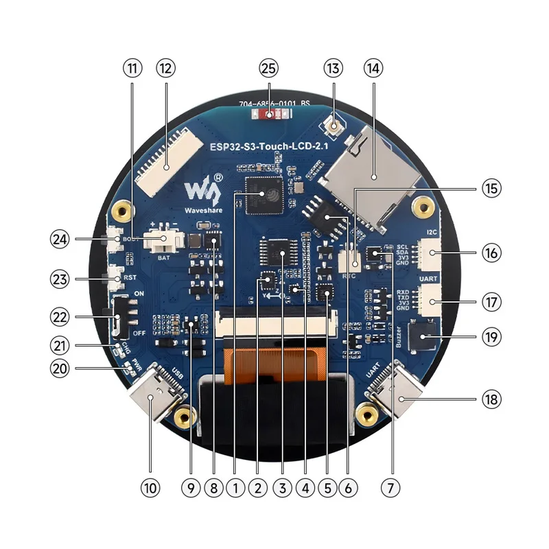 Placa de desarrollo ESP32 S3, placa LCD LVGL de 2,1 pulgadas, módulo de pantalla táctil cautiva 480x480 - imagen 5