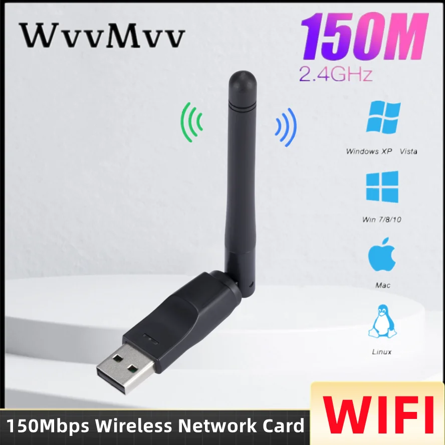 Adaptador USB 2,0 de 2,4 GHz, tarjeta de red inalámbrica WiFi de 150Mbps con antena 802,11 b/g/n Chipset Ralink MTK7601 para ordenador portátil y Windows - imagen 2
