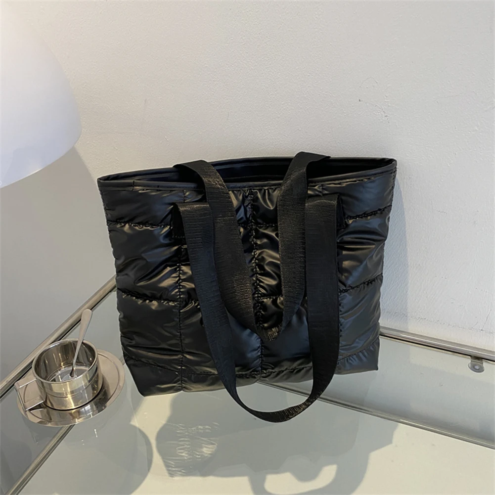 Bolso de mano acolchado de algodón de gran capacidad para mujer, Asa superior, bolsa de compras de rombos, sólido, para viajes de ocio - imagen 3