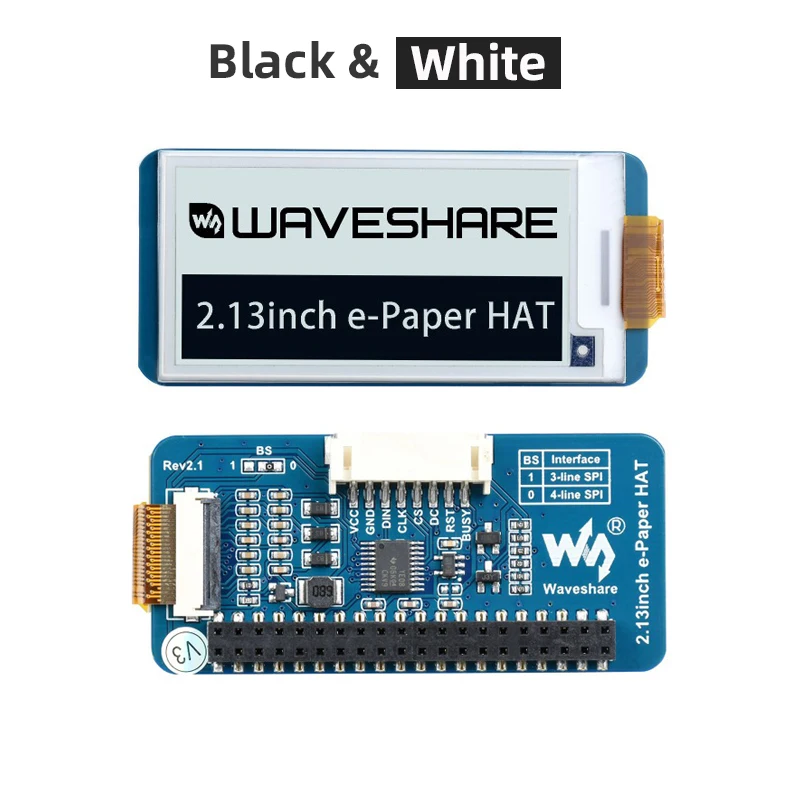 Sombrero de pantalla de tinta electrónica de 2,13 pulgadas, pantalla de interfaz SPI de papel electrónico de 250x122 para Raspberry Pi 4B 3B + 3B Zero STM32 Jetson Nano para Arduino - imagen 2