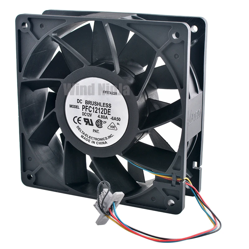 Ventilador de refrigeración de alta velocidad para superordenador, ventilador de 12cm, 120mm, 120x120x38mm, DC12V, 4.80A, 5500rpm, rodamiento de bolas Dual - imagen 4
