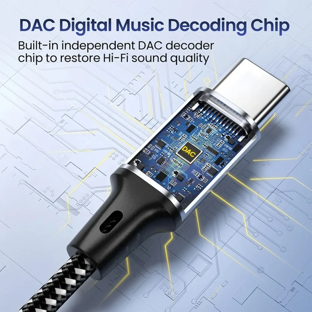 BGGQGG tipo C a 3,5mm hembra adaptador de conector de auriculares TRR a USB C Aux Cable Dongle de Audio para auriculares altavoz estéreo de coche - imagen 2