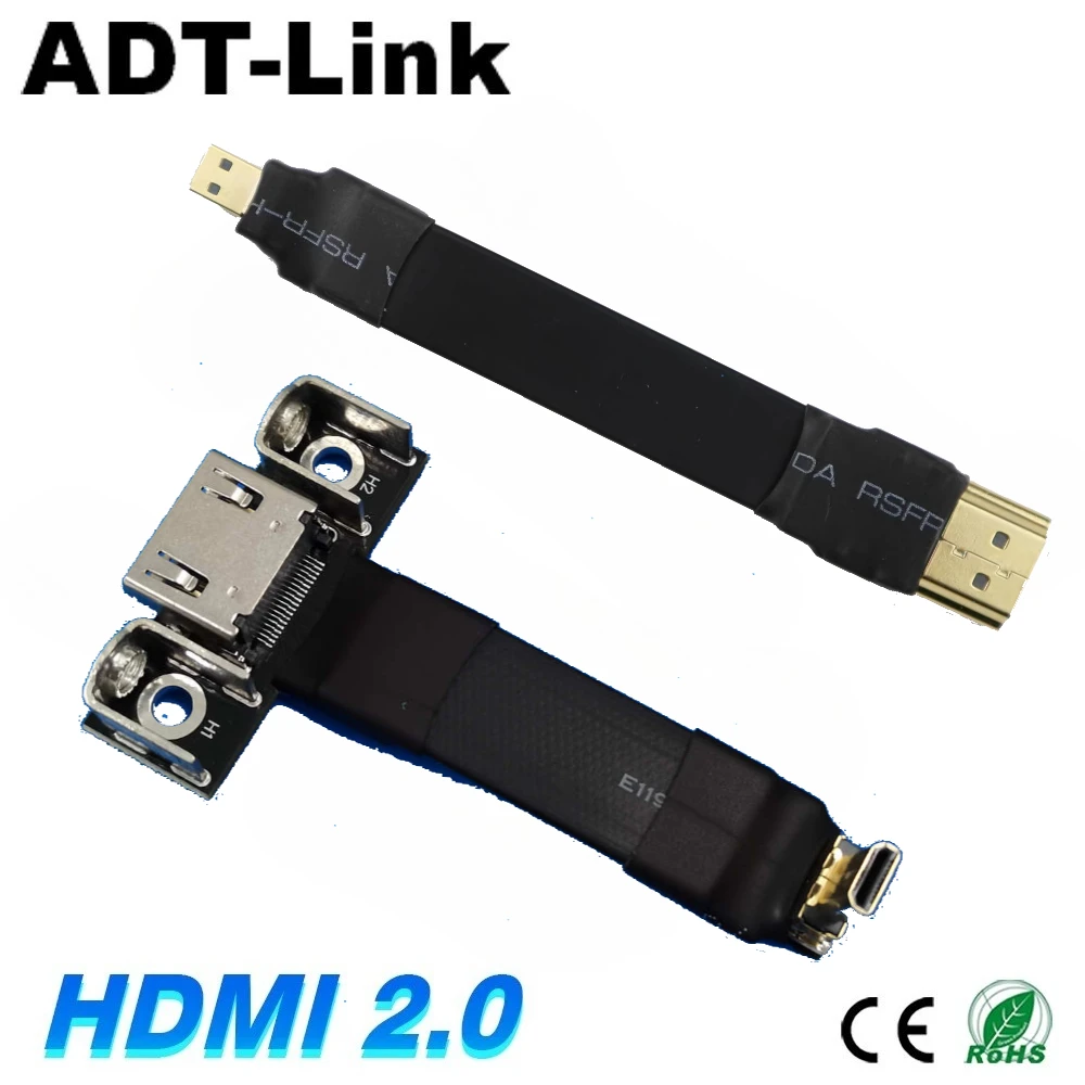 Cable plano estándar HDMI 2,0 a Micro-HDMI arriba abajo 90 en ángulo macho hembra para fotografía aérea FPV cámara Gopro tipo A a D HDR - imagen 2