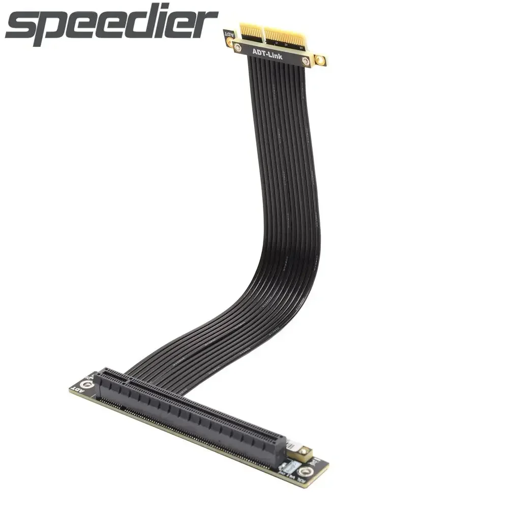 ADT nuevas tarjetas de vídeo gráficas PCIE X16 4,0 a Cable de extensión de ranura PCI-E X4 PCI Express 4,0x16 a x4 adaptador elevador GPU de 90 grados - imagen 2