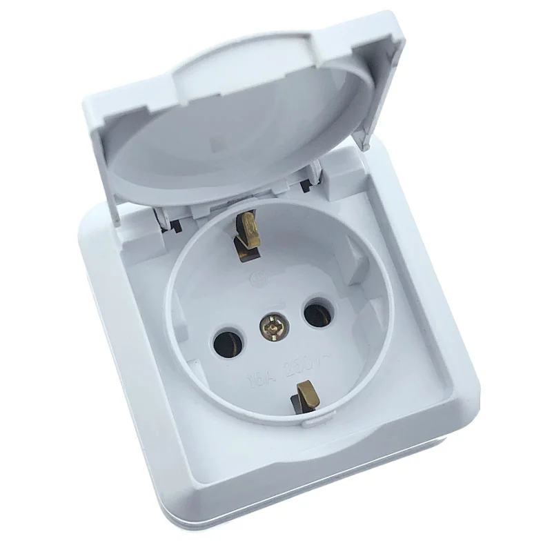 Toma de pared impermeable IP20 2P+E Toma de pared tipo superficie Toma de pared europea con conexión a tierra - imagen 3