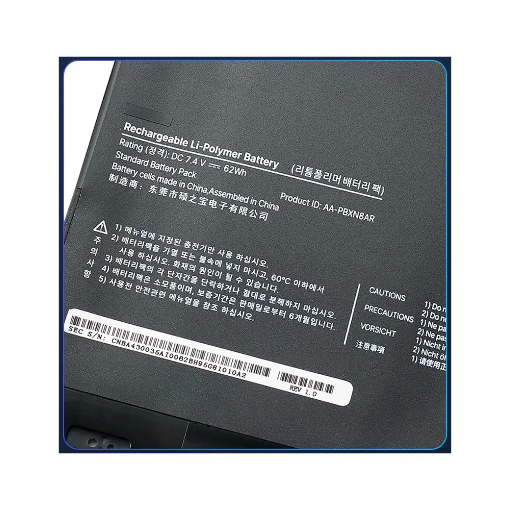 AA-PBXN8AR batería del ordenador portátil para Samsung NP900X4C NP900X4D NP900X4B NP900 7,4 V 62WHX4 NP900X46 NP900X4C-A01 A02 NP900X4B-A01FR - imagen 2