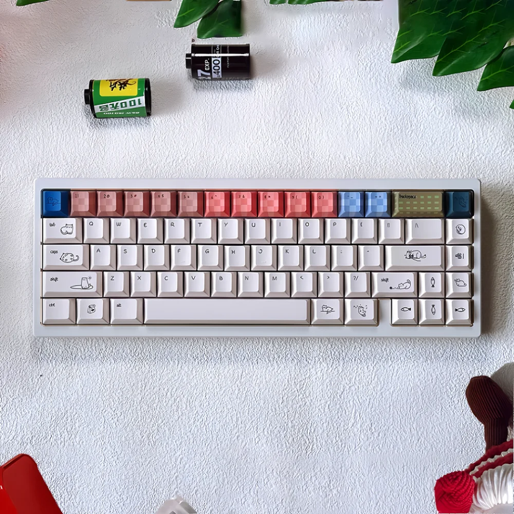 Juego de teclas Cat Whisper PBT, 163 teclas, juego grande, teclas de fuente pequeñas minimalistas y bonitas de cereza para teclados mecánicos MX Switch - imagen 2