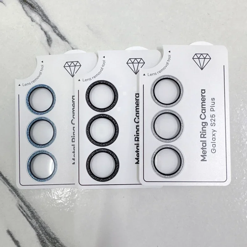 Anillo de cámara de diamante para Samsung Galaxy S25 Ultra S25 Plus Samsung S25, Protector de lente de cámara de vidrio templado, cubierta de anillo de aleación - imagen 5