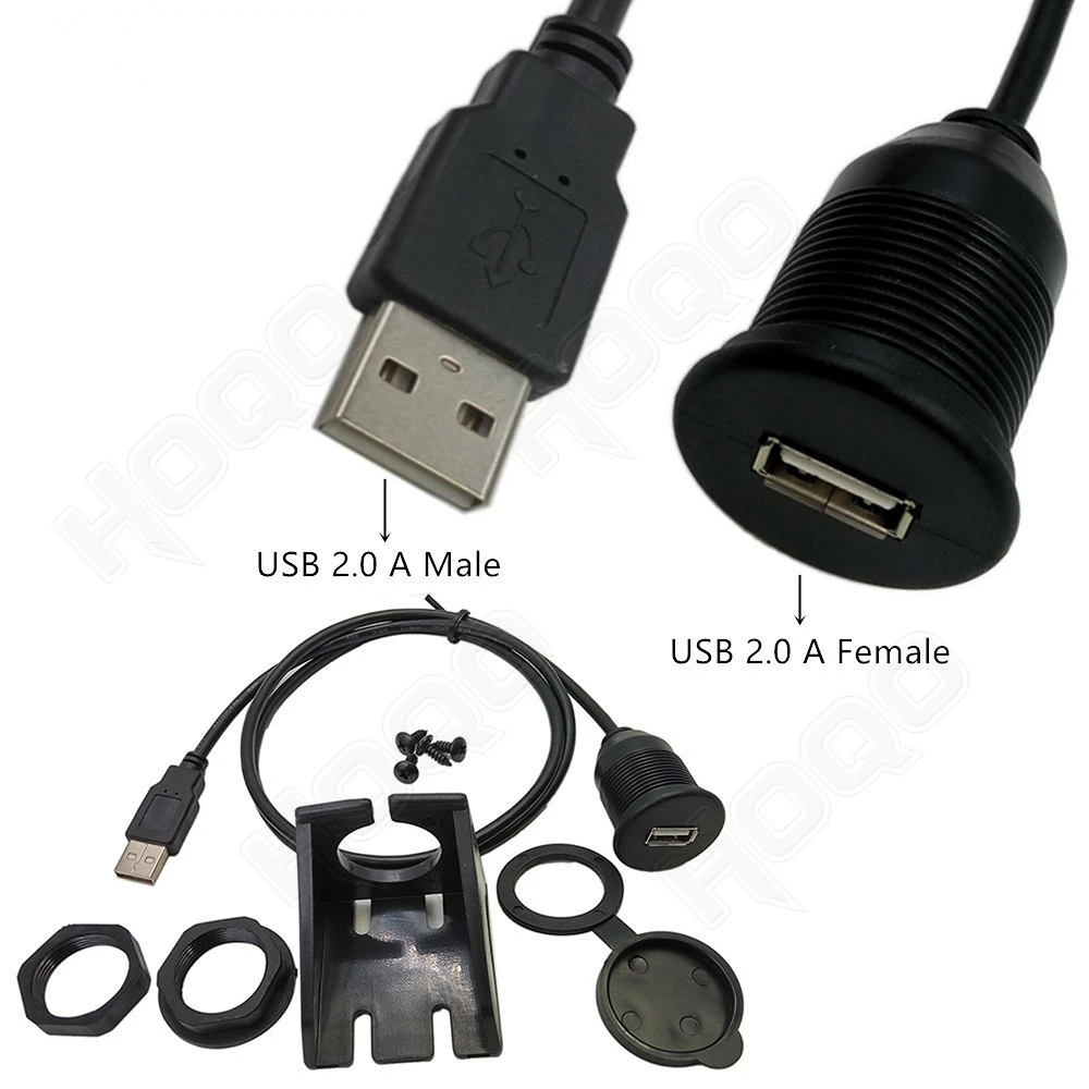 Cable de extensión USB 2,0 impermeable para panel de automóvil, rueda, barco, tablero de instrumentos de motocicleta, cable de extensión USB - imagen 2