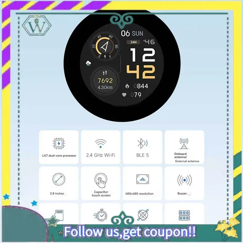 Nueva placa de desarrollo LCD ESP32 S3 de 2,8 pulgadas pantalla táctil cautiva 480X480 con Sensor QMI8658 de 6 ejes