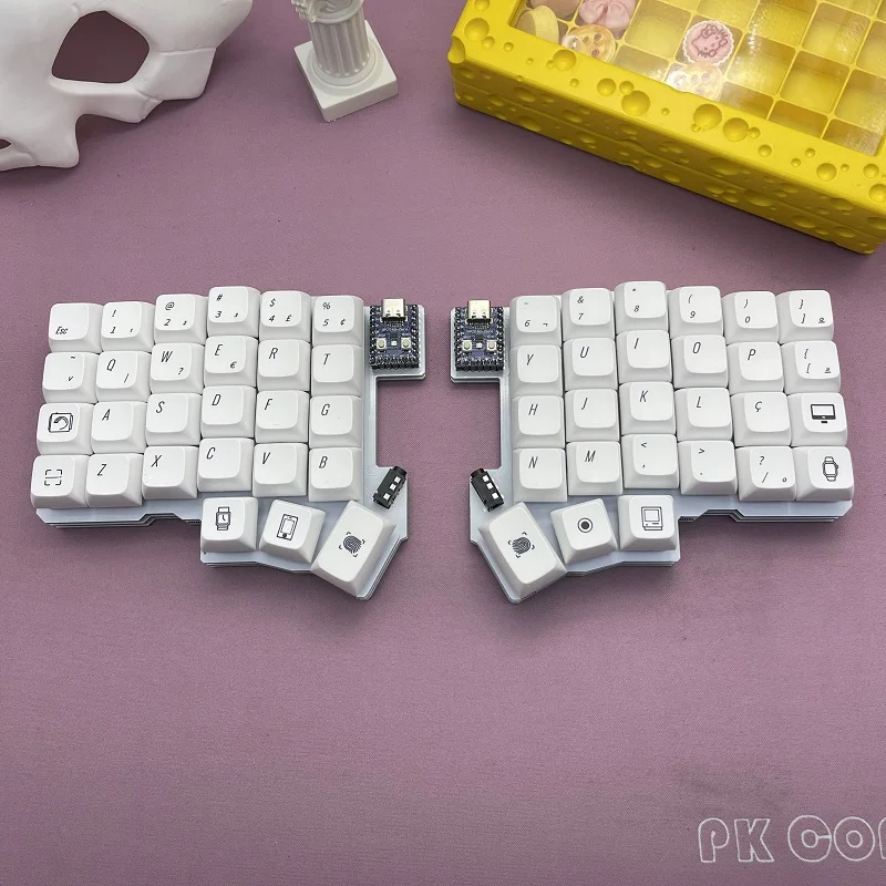 Teclado portugués Silakka54 dividido, Teclado ergonómico con cable de intercambio en caliente QMK Teclado Dividido, Teclado mecánico VIAL Silakka 54