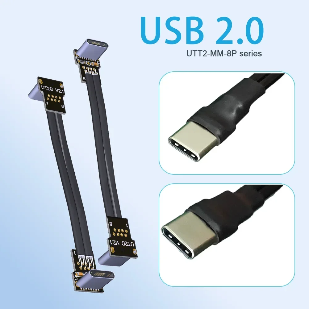 Cable adaptador de tipo C a USB-C, Cable de datos de carga USB 2,0 de silicona, Delgado, ángulo de 90 grados, Flexible, PD - imagen 4