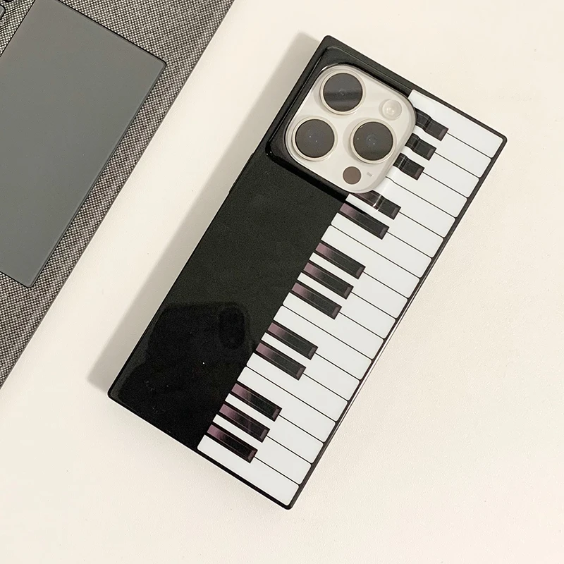 Funda IMD rectangular brillante Piano de moda para iPhone 17 16 15 14 13 Pro Max cubierta de teléfono TPU a prueba de golpes - imagen 5