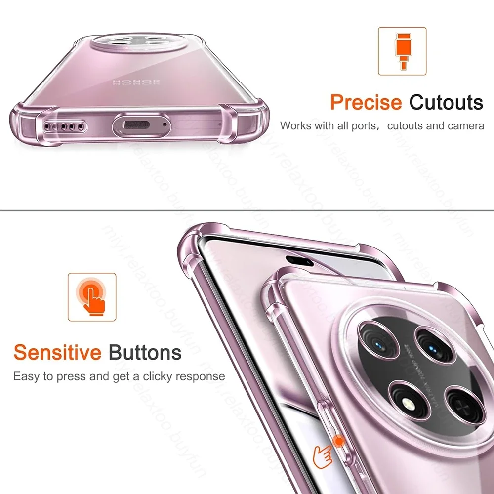 Funda transparente anticaída para HonorX9c Honor X9c Magic7 Light Lite 7Lite Lit 5G, funda suave transparente delgada a prueba de golpes de TPU - imagen 2