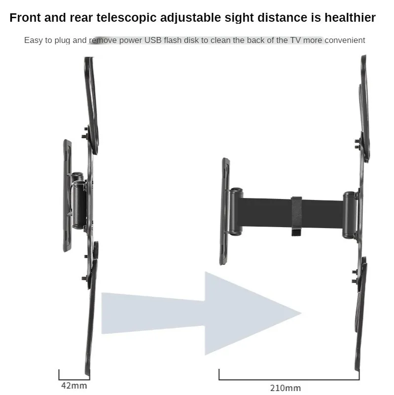Soportes de pared para TV HILLPORT - Soporte de movimiento completo para pantallas planas de 23-55 pulgadas Soporte para TV Soporte para monitor Soporte 40" P2 - imagen 3