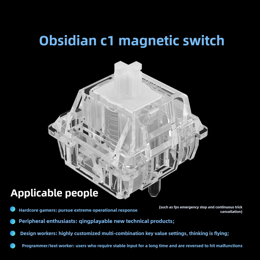 MMD Obsidian C1 interrupteur magnétique prélubé déclencheur rapide échangeable à chaud clé réglable voyage pour clavier mécanique magnétique HIFI - imagen 2