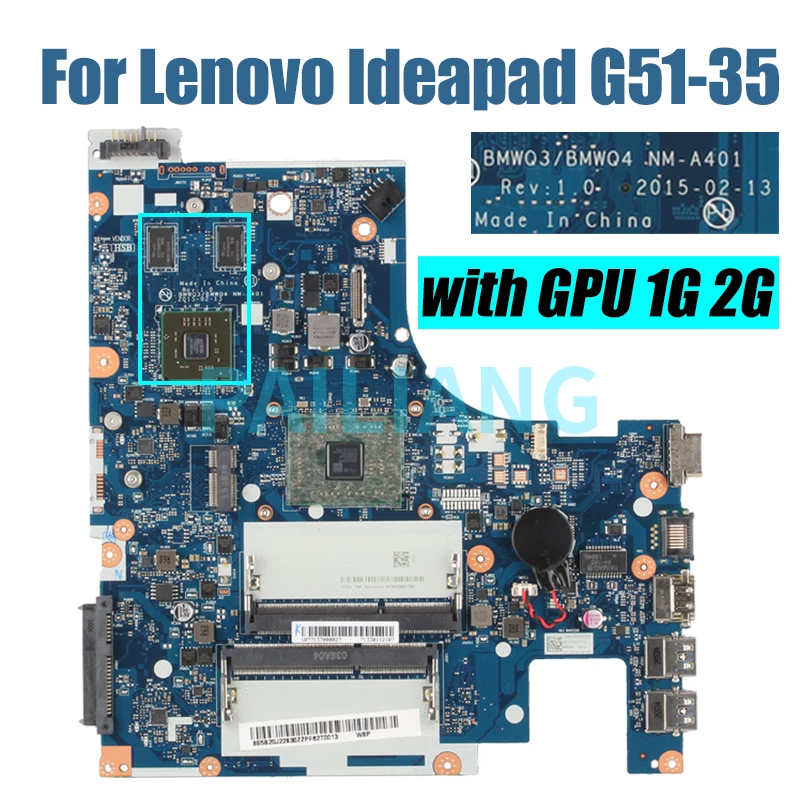 Placa base para portátil LENOVO Ideapad G51-35, placa base probada completamente, NM-A401, GPU, 1G, 2G, DDR3, 5B20J22828, 5B20J22830, A6-7310 - imagen 5