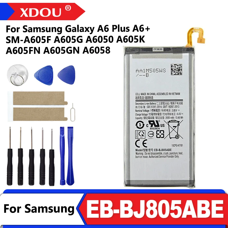 Nueva batería de EB-BJ805ABE de 3500mAh para Samsung Galaxy A6 Plus A6 + SM-A605F A605G A605GN A6058 A6050 A605K A605FN + herramientas