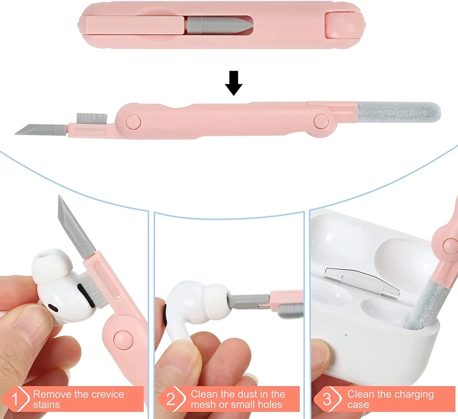 Kit de limpieza 7 en 1 para teclado de ordenador, cepillo limpiador de auriculares, bolígrafo de limpieza para AirPods, herramientas de limpieza para iPhone, juego Extractor de teclas - imagen 5