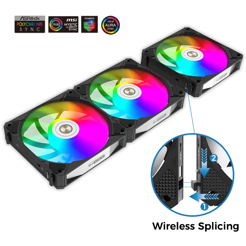 ALSEYE-ventilador de refrigeración i12 para PC, bloque de cojinete FDB, ajuste a presión, 5V, 3 pines, luz Led, PWM, ARGB, ventilador para funda de PC, 120mm