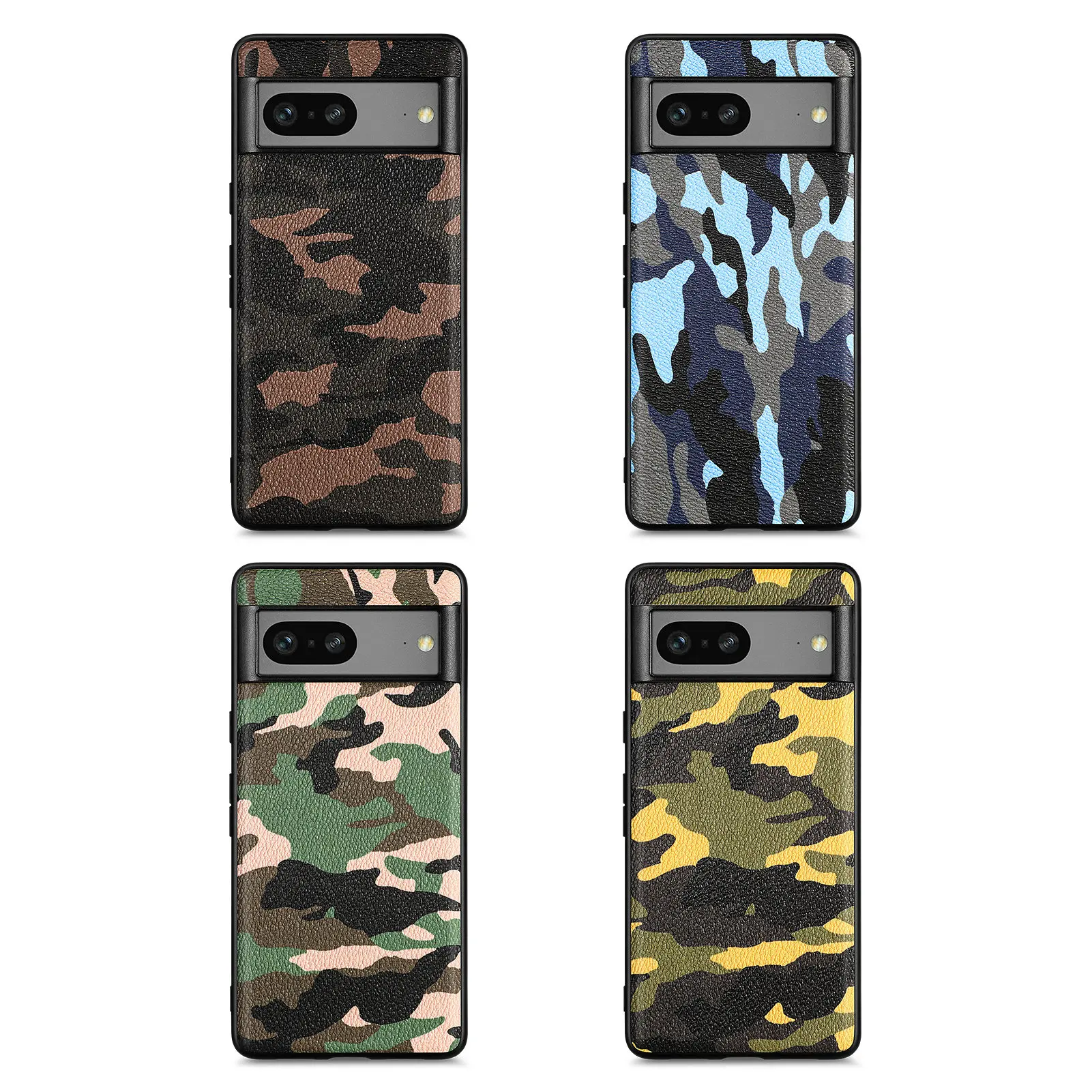 Funda de cuero de camuflaje de lujo para Google Pixel 7 7Pro TPU suave a prueba de golpes funda trasera ultrafina sensación de piel Fundas Coque - imagen 5