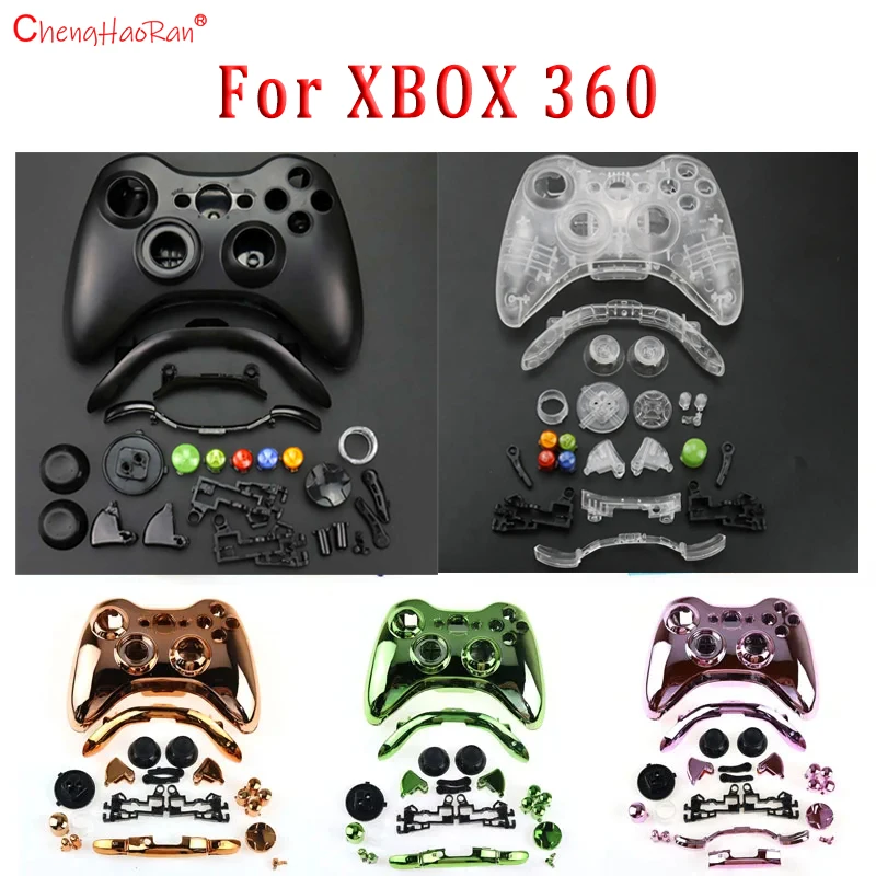 1 Juego para XBOX 360 controlador inalámbrico funda completa Gamepad carcasa cubierta con Kits de botones accesorios de parachoques de palo analógico - imagen 2