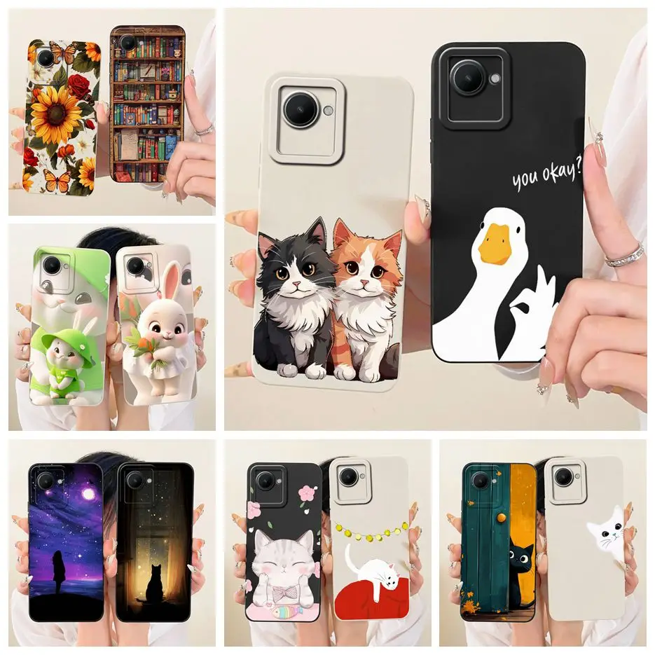 Para Realme C30 C30s funda bonita de gato pato funda trasera de dibujos animados a prueba de golpes funda de teléfono suave de TPU para Realme C30s C 30 RealmeC30 S Fundas