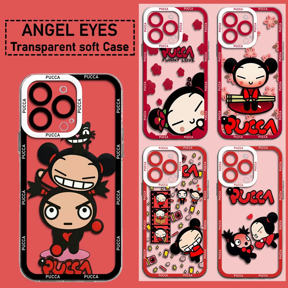 Funda de teléfono de muñeca de dibujos animados para P-PUCCAS, Samsung S24, S23, S22, S21, S20, S10 FE, Note20, Note10 Plus, Ultra Lite, 5G, transparente, suave, TPU