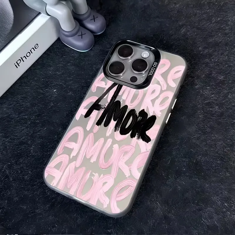Funda de teléfono Corea INS inglés Amore para Xiaomi Mi 11 Lite 5G 12T 13T 14T Pro 12 13 14 15 cubierta de parachoques galvanizada a prueba de golpes - imagen 5